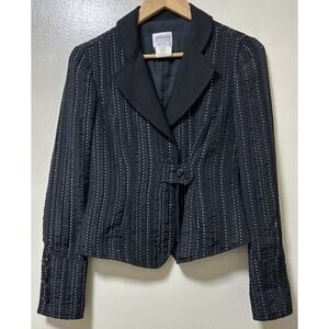 Armani Collezioni Italy Women’s Black Pinstripe Fitted Blazer Jacket - Size 2
